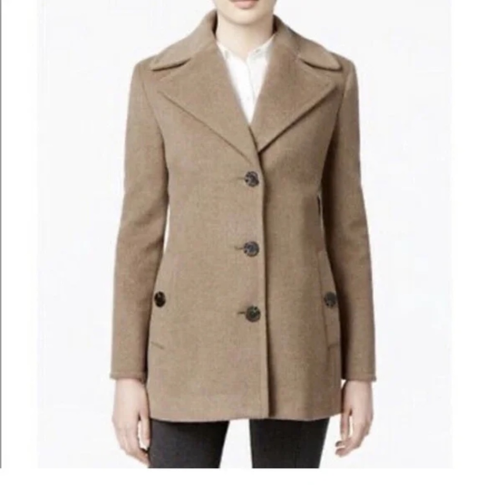 Calvin Klein Wool-Cashmere Single-Breasted Peacoat Women Size 16